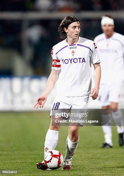 Riccardo Montolivo of ACF Fiorentina is shown in action during the Serie A match between Catania Calcio and ACF Fiorentina at Stadio Angelo Massimino...