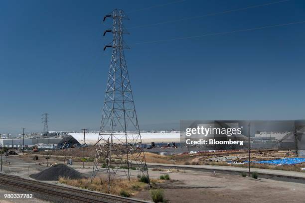 Newly constructed production tent stands at the Tesla Inc. Manufacturing facility in Fremont, California, U.S., on Wednesday, June 20, 2018. Tesla...