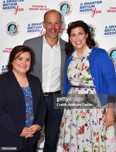 Susan Calman, Phil Spencer and Kirstie Allsopp pose as they tour the UK this summer to inspire Britain's households to choose a smart meter, visiting...