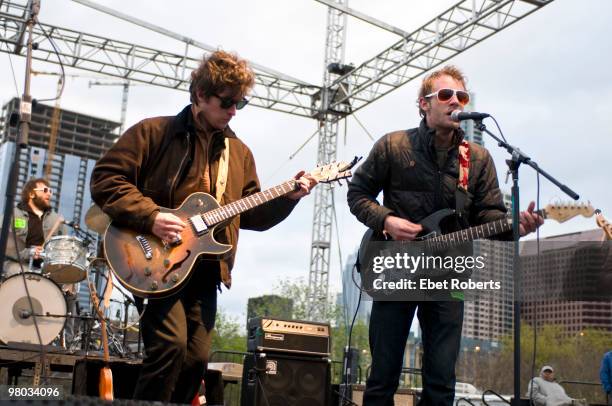 Andrew Tobiassen and John McCauley of Deer Tick perform at Auditorium Shores Stage during day four of SXSW Music Festival on March 20, 2010 in...