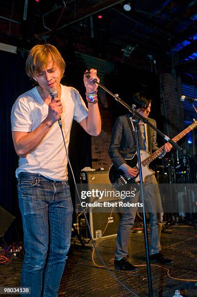 Sondre Lerche and Ken Stringfellow of the Posies perform at Antone's at the Alex Chilton/Big Star tribute during day four of SXSW Music Festival on...