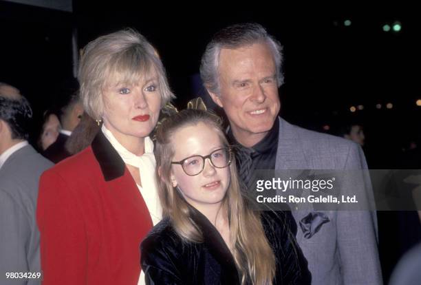 Actor Robert Culp, Candace Faulkner, and daughter Samantha Culp attend the "Pelican Brief" Westwood Premiere on December 13, 1993 at Mann Bruin...