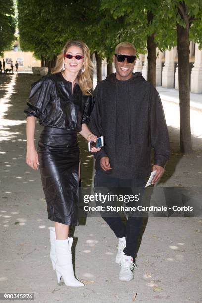 Model Doutzen Kroes and husband Sunnery James attend the Louis Vuitton Menswear Spring/Summer 2019 show as part of Paris Fashion Week Week on June...