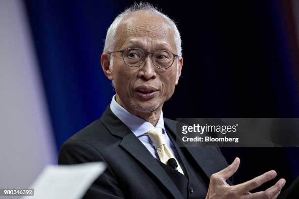 Louis Woo, special assistant to the chairman and chief executive officer of Foxconn Technology Group, speaks during a panel discussion at the...