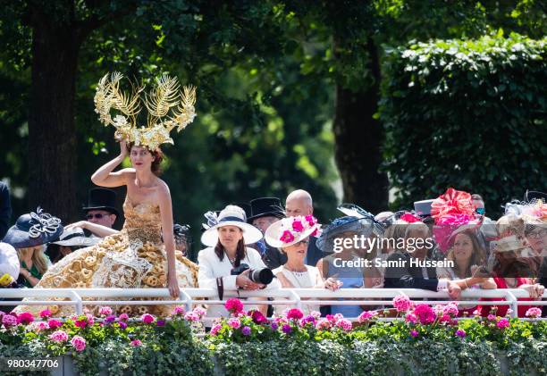 Racegoer attends Royal Ascot Day 3 at Ascot Racecourse on June 21, 2018 in Ascot, United Kingdom.