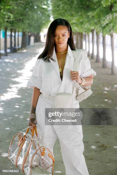 Singer Rihanna attends the Louis Vuitton Menswear Spring/Summer 2019 show as part of Paris Fashion Week on June 21, 2018 in Paris, France.
