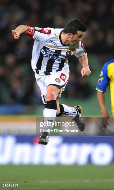 Antonio Di Natale of Udinese in actrion during the Serie A match between Udinese Calcio and AC Chievo Verona at Stadio Friuli on March 24, 2010 in...