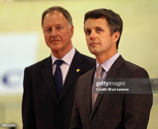 His Royal Highness Crown Prince Frederik of Denmark looks on during Day One of the UCI Track Cycling World Championships at the Ballerup Super Arena...