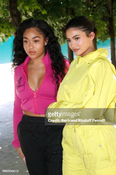 Jordyn Woods and Kylie Jenner attend the Louis Vuitton Menswear Spring/Summer 2019 show as part of Paris Fashion Week on June 21, 2018 in Paris,...