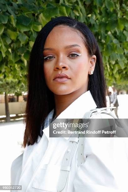 Singer Rihanna attends the Louis Vuitton Menswear Spring/Summer 2019 show as part of Paris Fashion Week on June 21, 2018 in Paris, France.