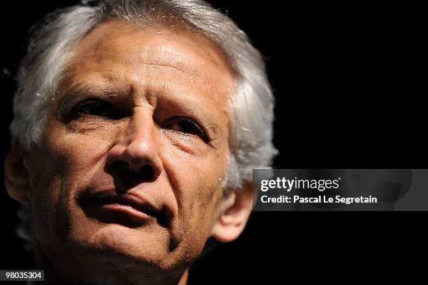 French Former Prime Minister Dominique De Villepin attends a press conference at Press Club de France on March 25, 2010 in Paris, France. De Villepin...