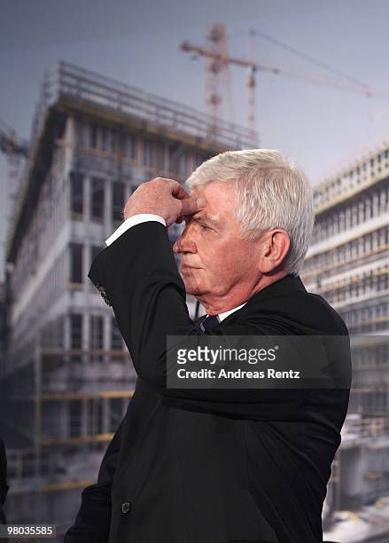 Ernst Uhrlau, head of the German intelligence service, the BND, attends the topping-out ceremony of the new German Intelligence service building on...