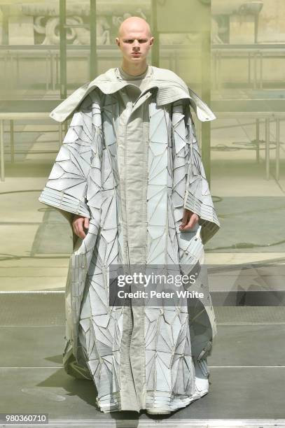 Model walks the runway during the Rick Owens Menswear Spring/Summer 2019 show as part of Paris Fashion Week on June 21, 2018 in Paris, France.