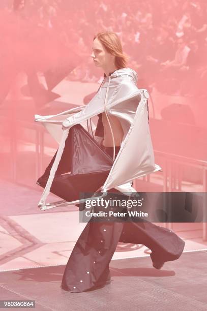 Model walks the runway during the Rick Owens Menswear Spring/Summer 2019 show as part of Paris Fashion Week on June 21, 2018 in Paris, France.