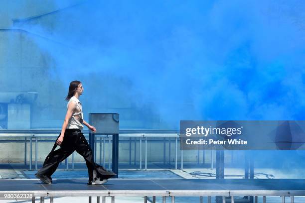 Model walks the runway during the Rick Owens Menswear Spring/Summer 2019 show as part of Paris Fashion Week on June 21, 2018 in Paris, France.