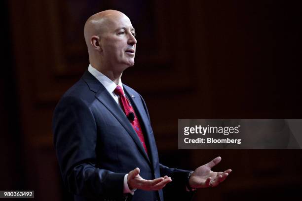 Pete Ricketts, governor of Nebraska, speaks during the SelectUSA Investment Summit in National Harbor, Maryland, U.S., on Thursday, June 21, 2018....
