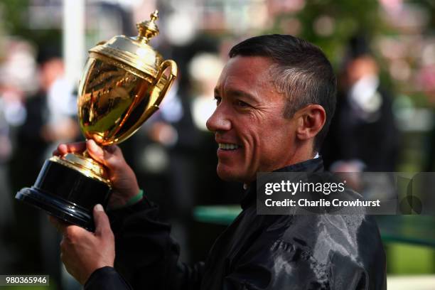 Frankie Dettori poses for a photo with The Gold Cup on day 3 of Royal Ascot at Ascot Racecourse on June 21, 2018 in Ascot, England.