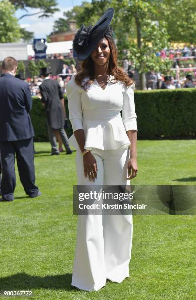 Alexandra Burke attends day 3 of Royal Ascot at Ascot Racecourse on June 21, 2018 in Ascot, England.