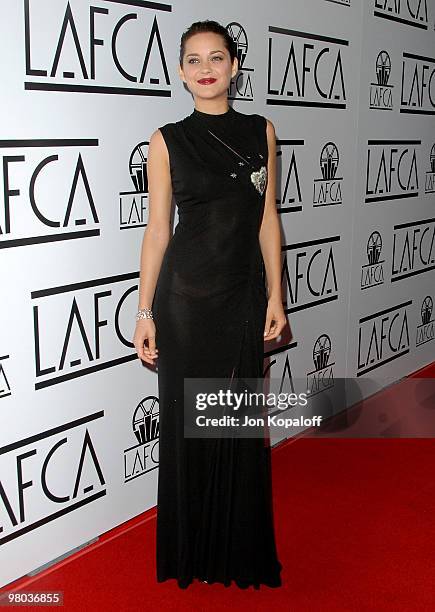 Actress Marion Cotillard arrives to The 33rd Annual Los Angeles Film Critics Awards at the InterContinental Hotel on January 12, 2008 in Century...