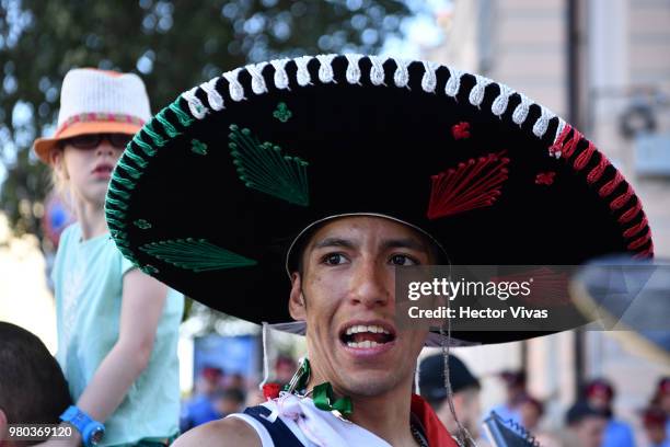 Fan of Mexico gestures during the arrival of Mexico at Mercure Hotel ahead of the match against Korea on June 21, 2018 in Rostov-on-Don, Russia.