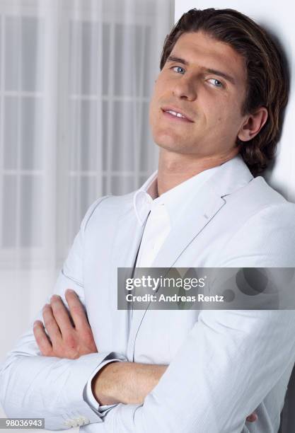 Mario Gomez of German Bundesliga football club FC Bayern Muenchen poses during a portrait session on March 16, 2010 in Munich, Germany.