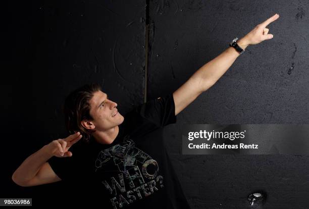 Mario Gomez of German Bundesliga football club FC Bayern Muenchen poses during a portrait session on March 16, 2010 in Munich, Germany.