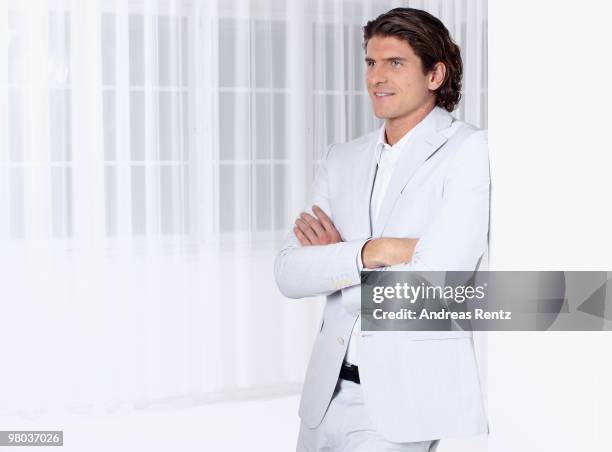 Mario Gomez of German Bundesliga football club FC Bayern Muenchen poses during a portrait session on March 16, 2010 in Munich, Germany.