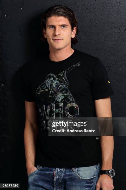 Mario Gomez of German Bundesliga football club FC Bayern Muenchen poses during a portrait session on March 16, 2010 in Munich, Germany.