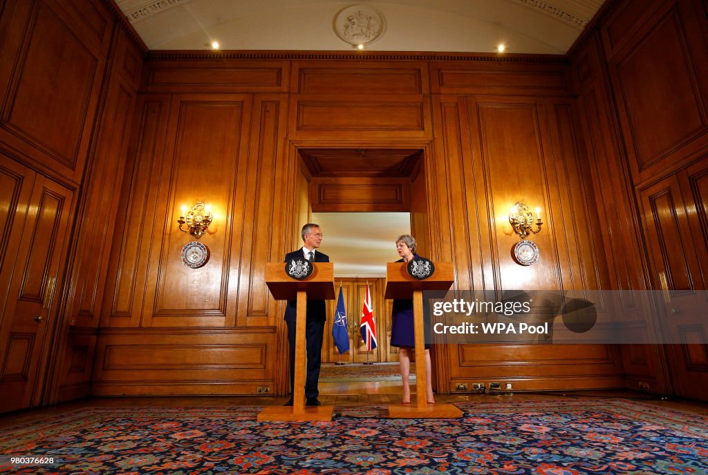 Theresa May Hosts The General Secretary Of NATO At Downing Street