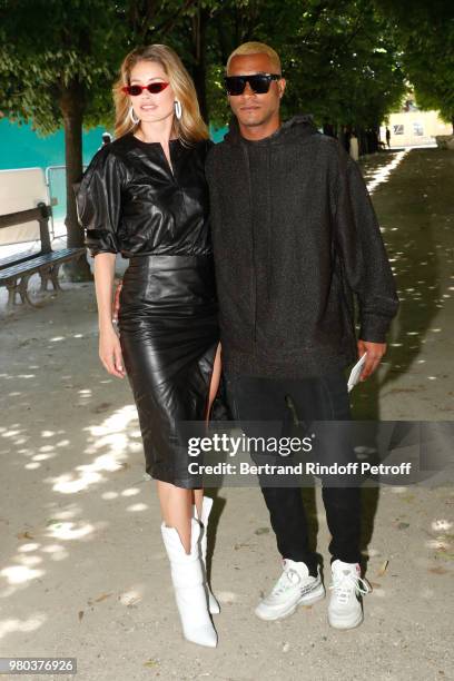 Model Doutzen Kroes and her husband Sunnery James attend the Louis Vuitton Menswear Spring/Summer 2019 show as part of Paris Fashion Week on June 21,...