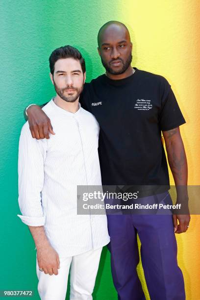 Actor Tahar Rahim and Stylist Virgil Abloh pose after the Louis Vuitton Menswear Spring/Summer 2019 show as part of Paris Fashion Week on June 21,...