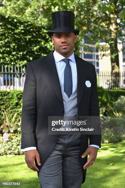 Russell Wilson attends day 3 of Royal Ascot at Ascot Racecourse on June 21, 2018 in Ascot, England.