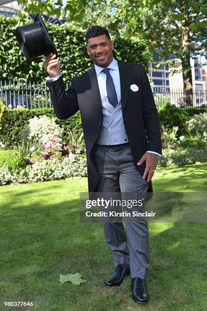 Russell Wilson attends day 3 of Royal Ascot at Ascot Racecourse on June 21, 2018 in Ascot, England.