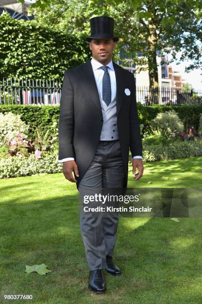 Russell Wilson attends day 3 of Royal Ascot at Ascot Racecourse on June 21, 2018 in Ascot, England.