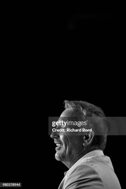 Kevin Costner speaks during 'A conversation with Kevin Costner from Paramount Network and Yellowstone' during the Cannes Lions Festival 2018 on June...