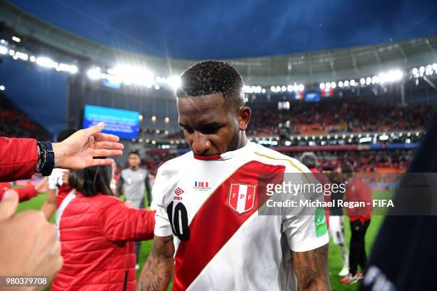 Jefferson Farfan of Peru walks off the pitch dejected following the 2018 FIFA World Cup Russia group C match between France and Peru at Ekaterinburg...