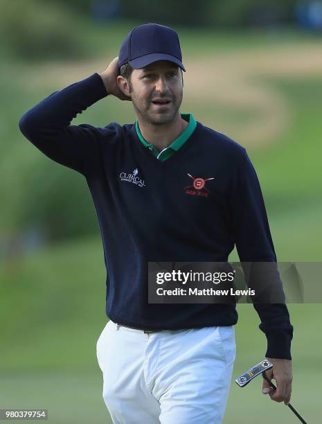 Jorge Campillo of Spain looks on after his round during day one of the BMW International Open at Golf Club Gut Larchenhof on June 21, 2018 in...