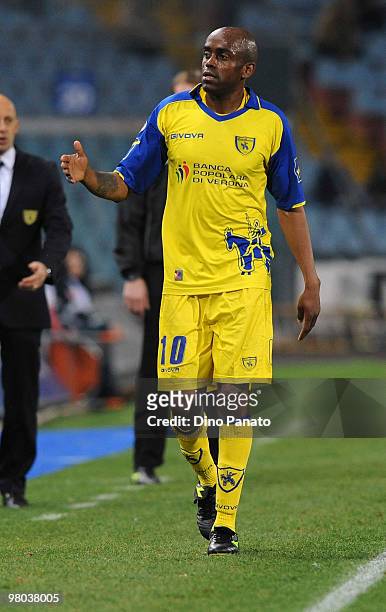 Luciano of Chievo looks on during the Serie A match between Udinese Calcio and AC Chievo Verona at Stadio Friuli on March 24, 2010 in Udine, Italy.