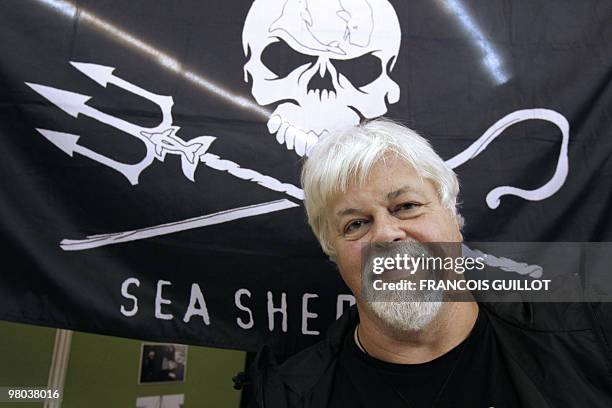 Captain Paul Watson, a Canadian animal rights and environmental activist, poses on March 25, 2010 in Paris, prior to a press conference to present...