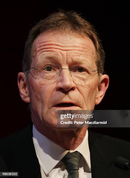 Nicholas Serota speaks to reporters at the British Museum on March 25, 2010 in London, England. Leading cultural figures from the United Kingdom...