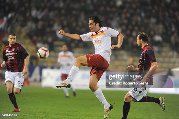 Luca Toni of Roma in action during the Serie A match between Bologna FC and AS Roma at Stadio Renato Dall'Ara on March 24, 2010 in Bologna, Italy.