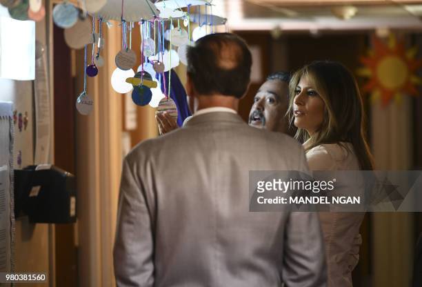 First Lady Melania Trump takes a tour at Luthern Social Services of the South's Upbring New Hope Children Center in McAllen, Texas on June 21, 2018....