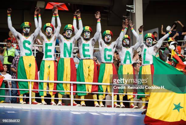 Fans of Senegal support their team during the 2018 FIFA World Cup Russia group H match between Poland and Senegal at Spartak Stadium on June 19, 2018...
