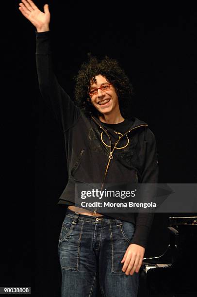 Giovanni Allevi performs at Smeraldo's theatre on March 26, 2007 in Milan, Italy.