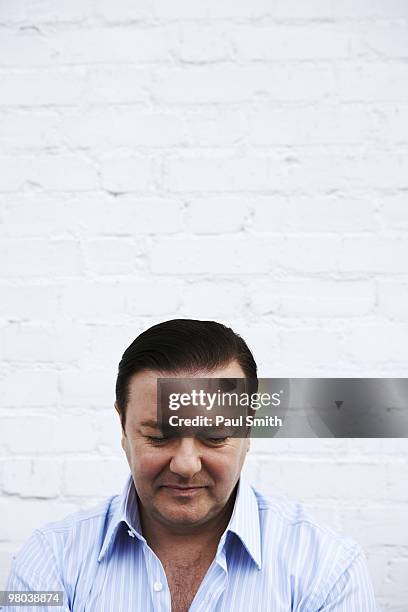 Actor & comedian Ricky Gervais poses for a portrait shoot for ES magazine in London on September 1, 2008.