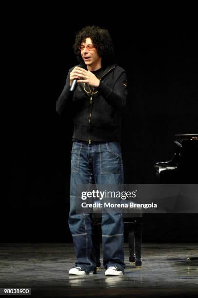 Giovanni Allevi performs at Smeraldo's theatre on March 26, 2007 in Milan, Italy.