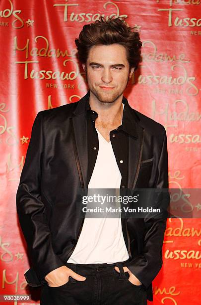 The Robert Pattinson wax figure is unveiled at Madame Tussauds on March 25, 2010 in New York City.