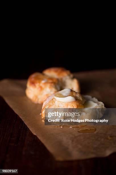 Buttered Biscuit With Honey High-Res Stock Photo