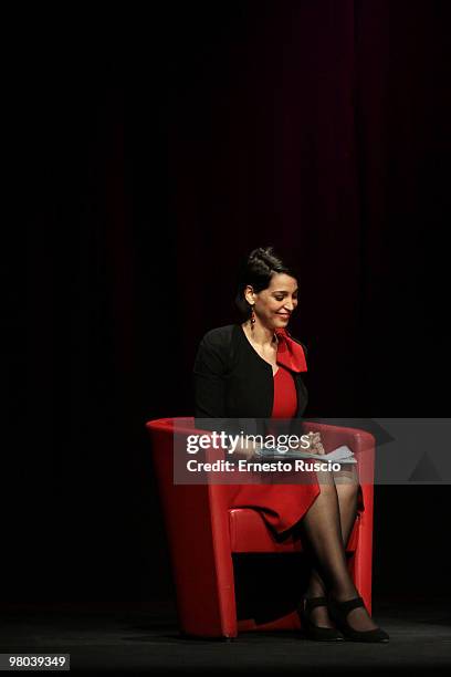 Italian actress Donatella Finocchiaro Attends Jorge Luis Borges Reading on March 24, 2010 in Rome, Italy.