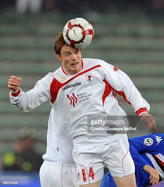 Alessandro Gazzi of Bari in action during the Serie A match between AS Bari and UC Sampdoria at Stadio San Nicola on March 24, 2010 in Bari, Italy.